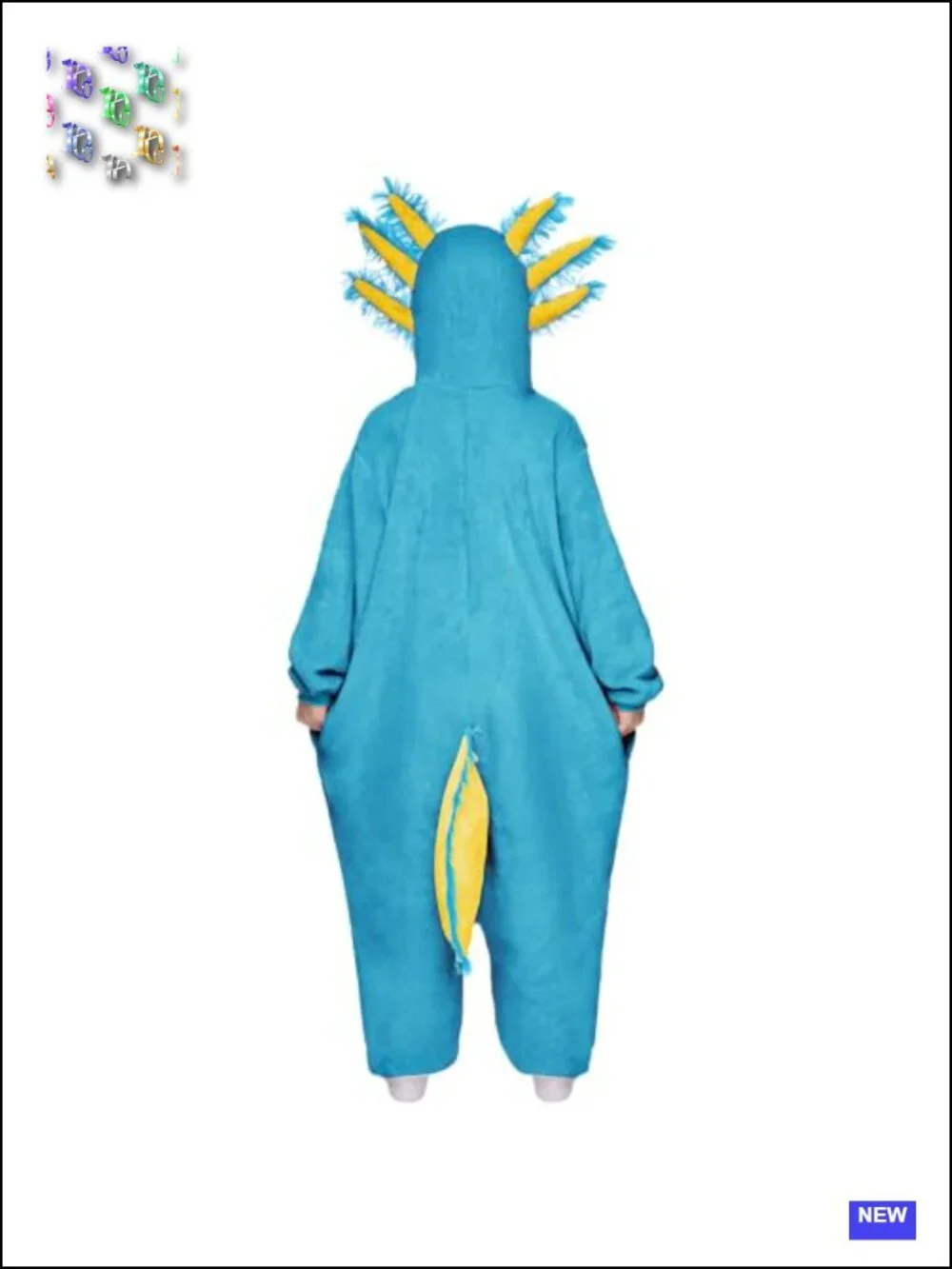 Kids Halloween Axolotl Costume Zip-Up Hooded Jumpsuit Cosplay Party One-Piece